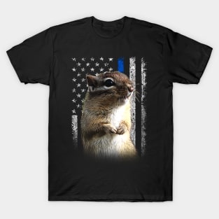 Chipper Chipmunks American Flag Tee Triumph for Wildlife Enthusiasts T-Shirt